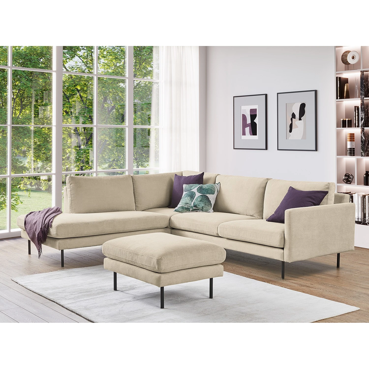 Mørteens Polsterhocker Landos - Cordstoff Licia: Creme 3 Mørteens Polsterhocker Landos - Cordstoff Licia: Creme – Bild 3