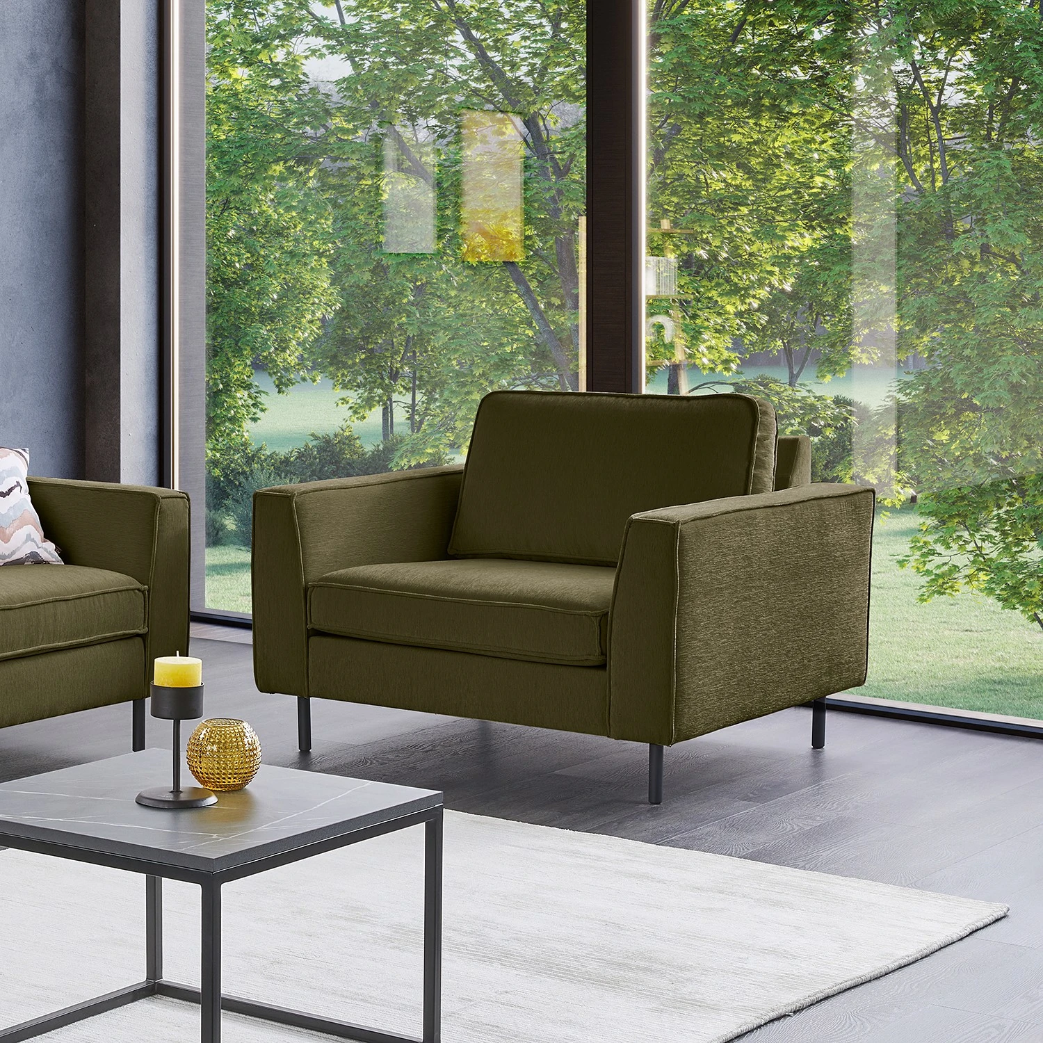 Mørteens Sessel Monblanc - Webstoff - Webstoff Velia: Dunkelgrün 2 Mørteens Sessel Monblanc - Webstoff - Webstoff Velia: Dunkelgrün – Bild 2