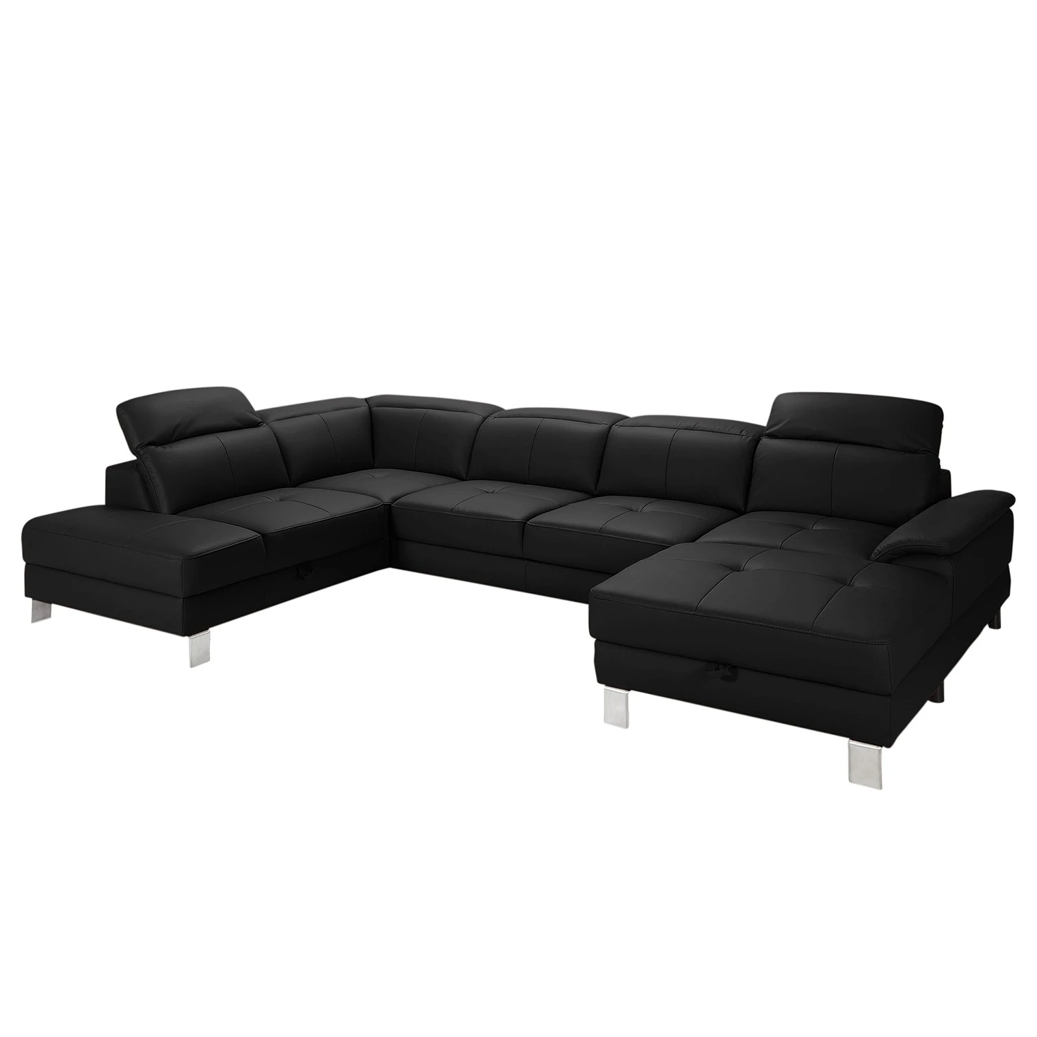 Loftscape Wohnlandschaft Bussy - Echtleder - Echtleder Moja: Schwarz - Longchair davorstehend rechts / Ottomane links - Mit Schlaffunktion 7 Loftscape Wohnlandschaft Bussy - Echtleder - Echtleder Moja: Schwarz - Longchair davorstehend rechts / Ottomane links - Mit Schlaffunktion – Bild 7