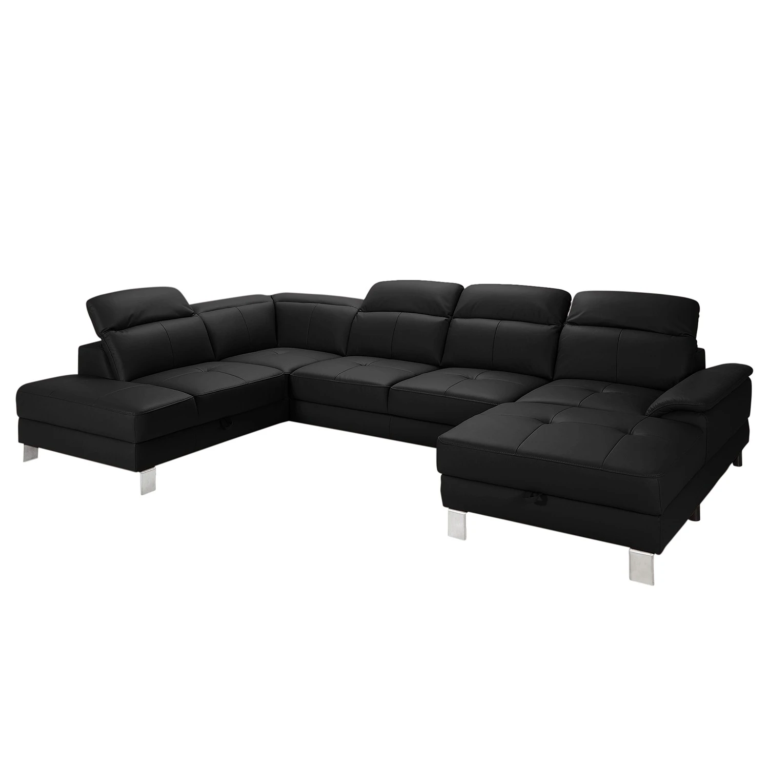 Loftscape Wohnlandschaft Bussy - Echtleder - Echtleder Moja: Schwarz - Longchair davorstehend rechts / Ottomane links - Mit Schlaffunktion 8 Loftscape Wohnlandschaft Bussy - Echtleder - Echtleder Moja: Schwarz - Longchair davorstehend rechts / Ottomane links - Mit Schlaffunktion – Bild 8