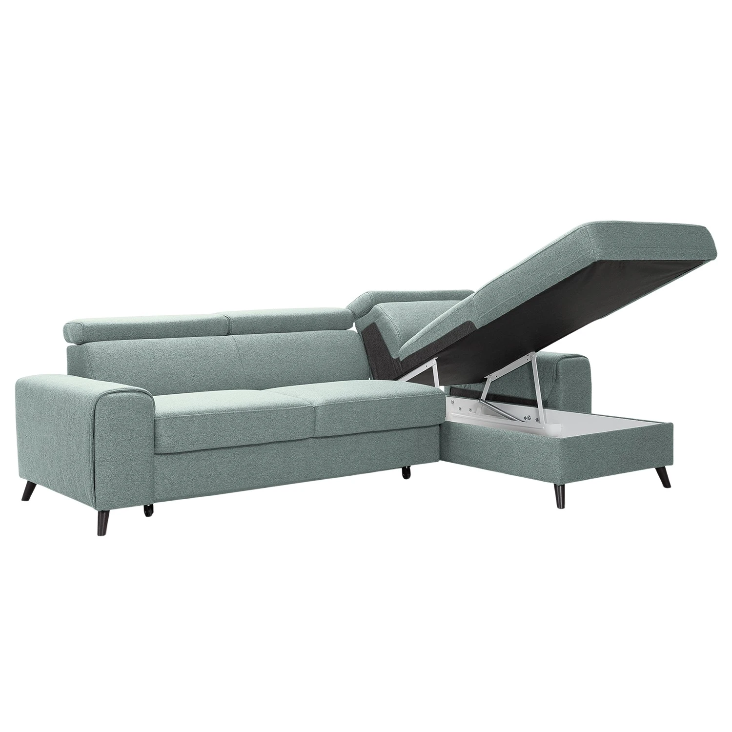 Loftscape Ecksofa Cadima II - Webstoff - Webstoff Cavo: Pastellblau - Longchair davorstehend rechts - Mit Schlaffunktion 3 Loftscape Ecksofa Cadima II - Webstoff - Webstoff Cavo: Pastellblau - Longchair davorstehend rechts - Mit Schlaffunktion – Bild 3