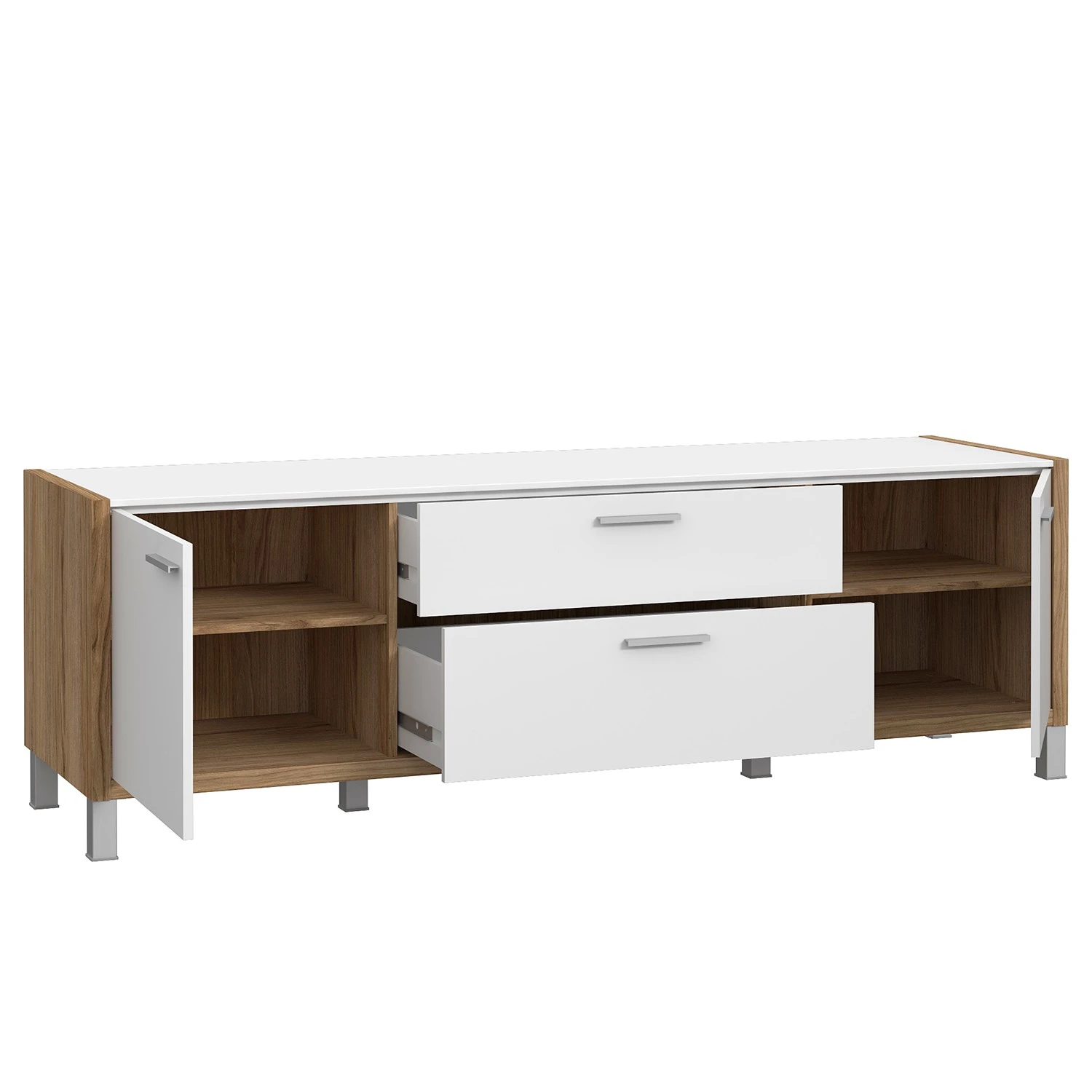 Norrwood TV-Lowboard Boyd I - Weiß / Eiche Dekor 4 Norrwood TV-Lowboard Boyd I - Weiß / Eiche Dekor – Bild 4