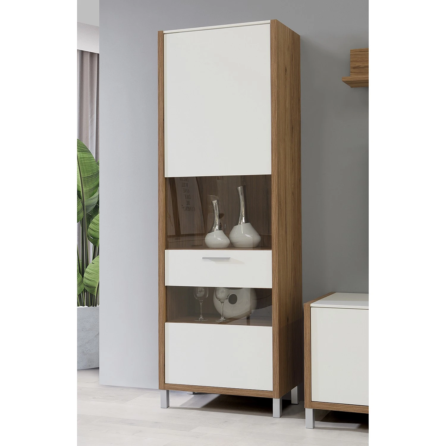 Norrwood Standvitrine Boyd - Weiß / Eiche Dekor 3 Norrwood Standvitrine Boyd - Weiß / Eiche Dekor – Bild 3