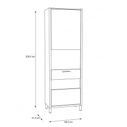 Norrwood Standvitrine Boyd - Weiß / Eiche Dekor 17 Norrwood Standvitrine Boyd - Weiß / Eiche Dekor -Wohnzimmermöbel boutique en ligne 1000270239 210609 06160000212 SKETCH DETAILS P000000001000270239 sketch