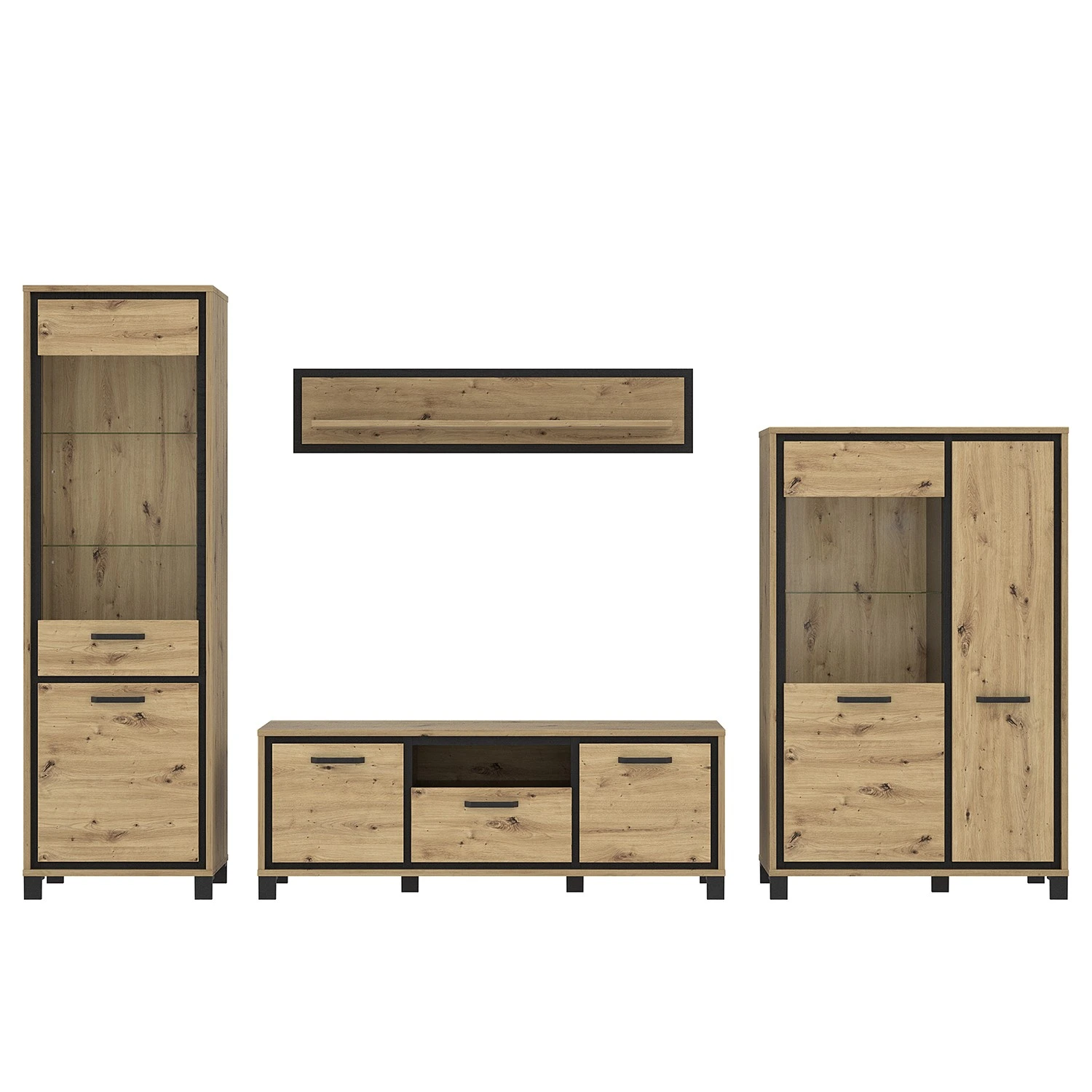 Red Living Wohnwand Egan (4-teilig) - Eiche Artisan Dekor / Eiche Schwarz Dekor 3 Red Living Wohnwand Egan (4-teilig) - Eiche Artisan Dekor / Eiche Schwarz Dekor – Bild 3