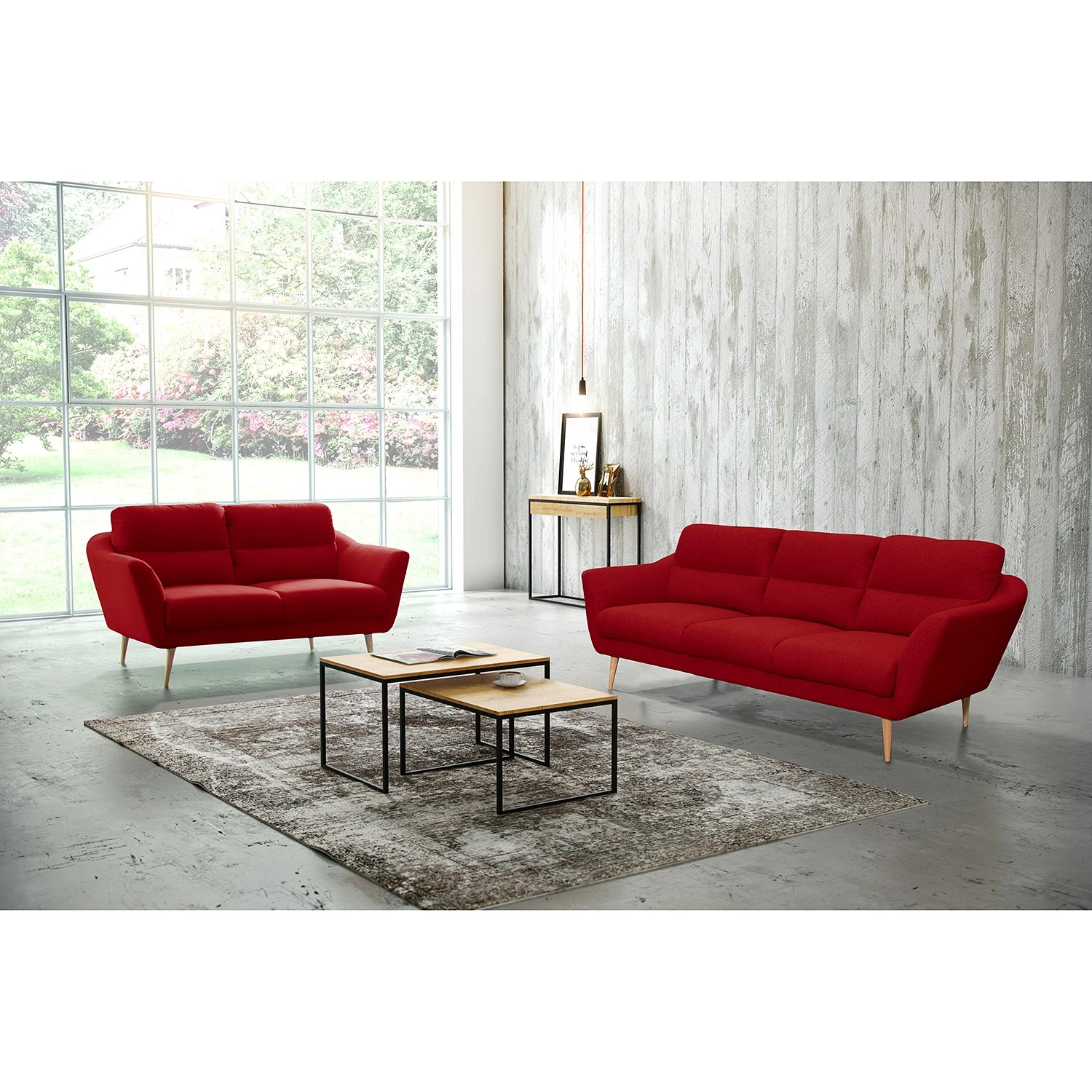 Norrwood Sofa Lucinda I (3-Sitzer) - Webstoff - Webstoff Hanabi: Rot - Beige 2 Norrwood Sofa Lucinda I (3-Sitzer) - Webstoff - Webstoff Hanabi: Rot - Beige – Bild 2
