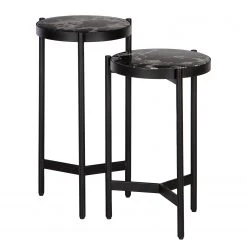 Studio Copenhagen Beistelltisch Abee I (2er-Set) - Marmor Schwarz Dekor / Schwarz