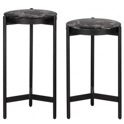 Studio Copenhagen Beistelltisch Abee I (2er-Set) - Marmor Schwarz Dekor / Schwarz -Wohnzimmermöbel boutique en ligne 1000270348 220809 040 DETAILS P000000001000270348