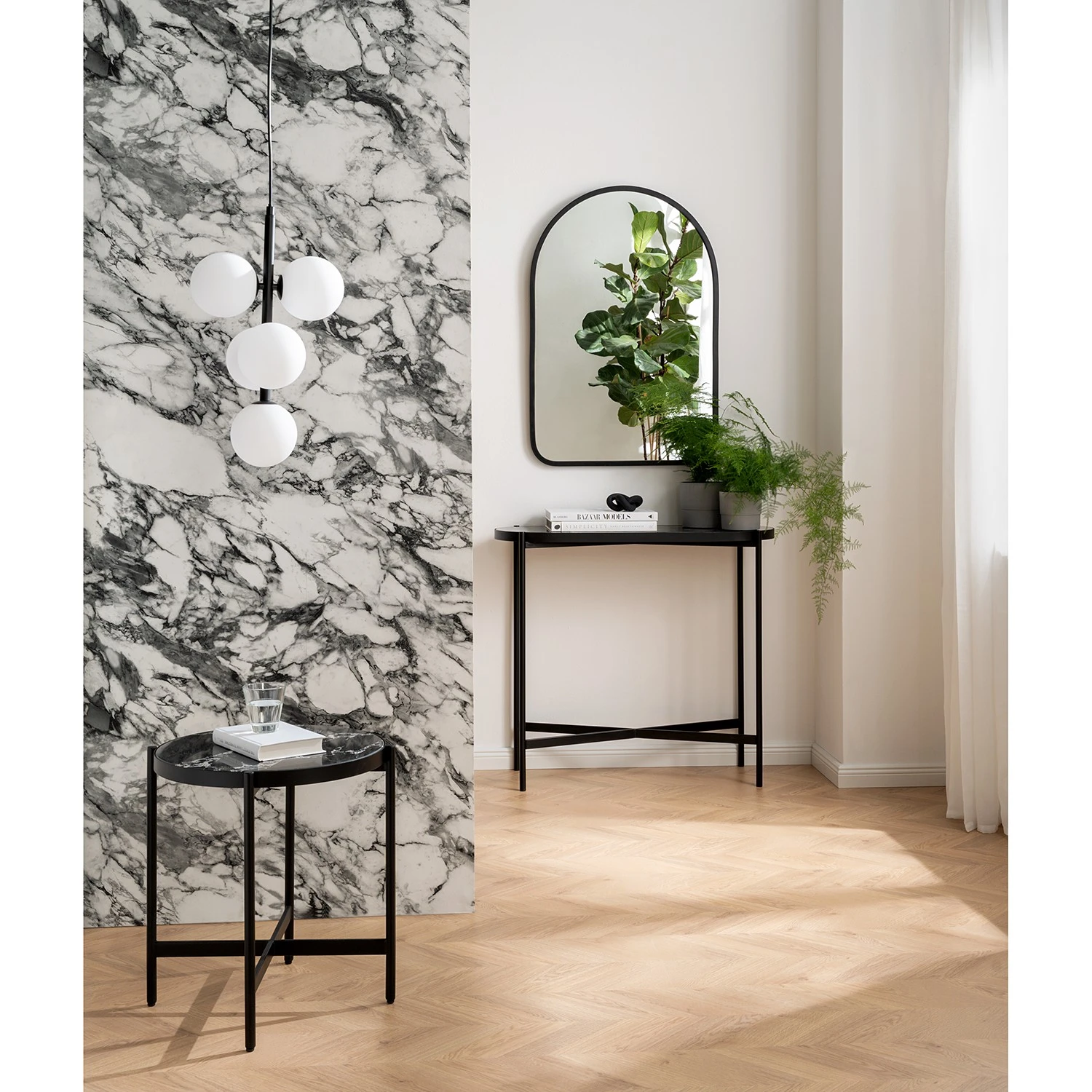 Studio Copenhagen Konsolentisch Abee - Marmor Schwarz Dekor / Schwarz 2 Studio Copenhagen Konsolentisch Abee - Marmor Schwarz Dekor / Schwarz – Bild 2