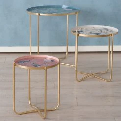 Boltze Beistelltisch Krano (3er-Set) - Metall - Gold / Mehrfarbig -Wohnzimmermöbel boutique en ligne 1000270929 210709 14015000131 MOOD DETAILS P000000001000270929 mood
