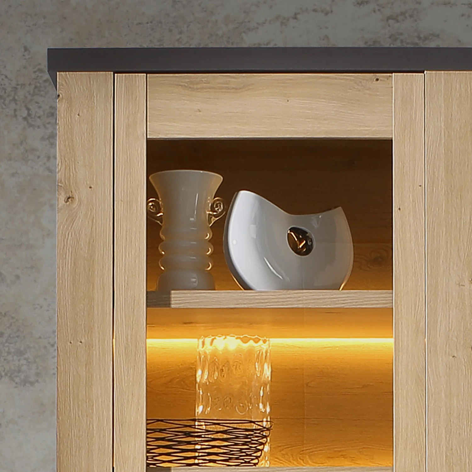 Ridgevalley Standvitrine Moro - Eiche Artisan Dekor / Grau 6 Ridgevalley Standvitrine Moro - Eiche Artisan Dekor / Grau – Bild 6