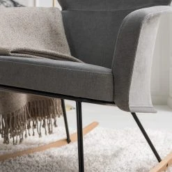 Mørteens Schaukelstuhl Felin - Webstoff / Metall & Buche massiv - Grau / Schwarz & Buche -Wohnzimmermöbel boutique en ligne 1000273480 220912 023 MOOD DETAILS P000000001000273480 mood