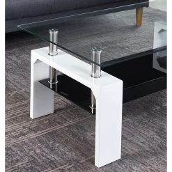 Loftscape Couchtisch Behram - Glas - Schwarz / Hochglanz Weiß -Wohnzimmermöbel boutique en ligne 1000273495 210615 13505800061 MOOD DETAILS P000000001000273495 mood