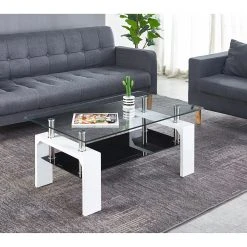 Loftscape Couchtisch Behram - Glas - Schwarz / Hochglanz Weiß -Wohnzimmermöbel boutique en ligne 1000273495 210615 13505800067 MOOD DETAILS P000000001000273495 mood