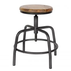 Red Living Sitzhocker Barry - Mango massiv / Metall - Mango / Grau