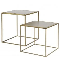 Red Living Beistelltisch Goon (2er-Set) - Metall - Antik Gold