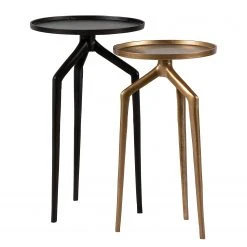 Red Living Beistelltische Hirado (2er-Set) - Metall - Schwarz / Antik Gold