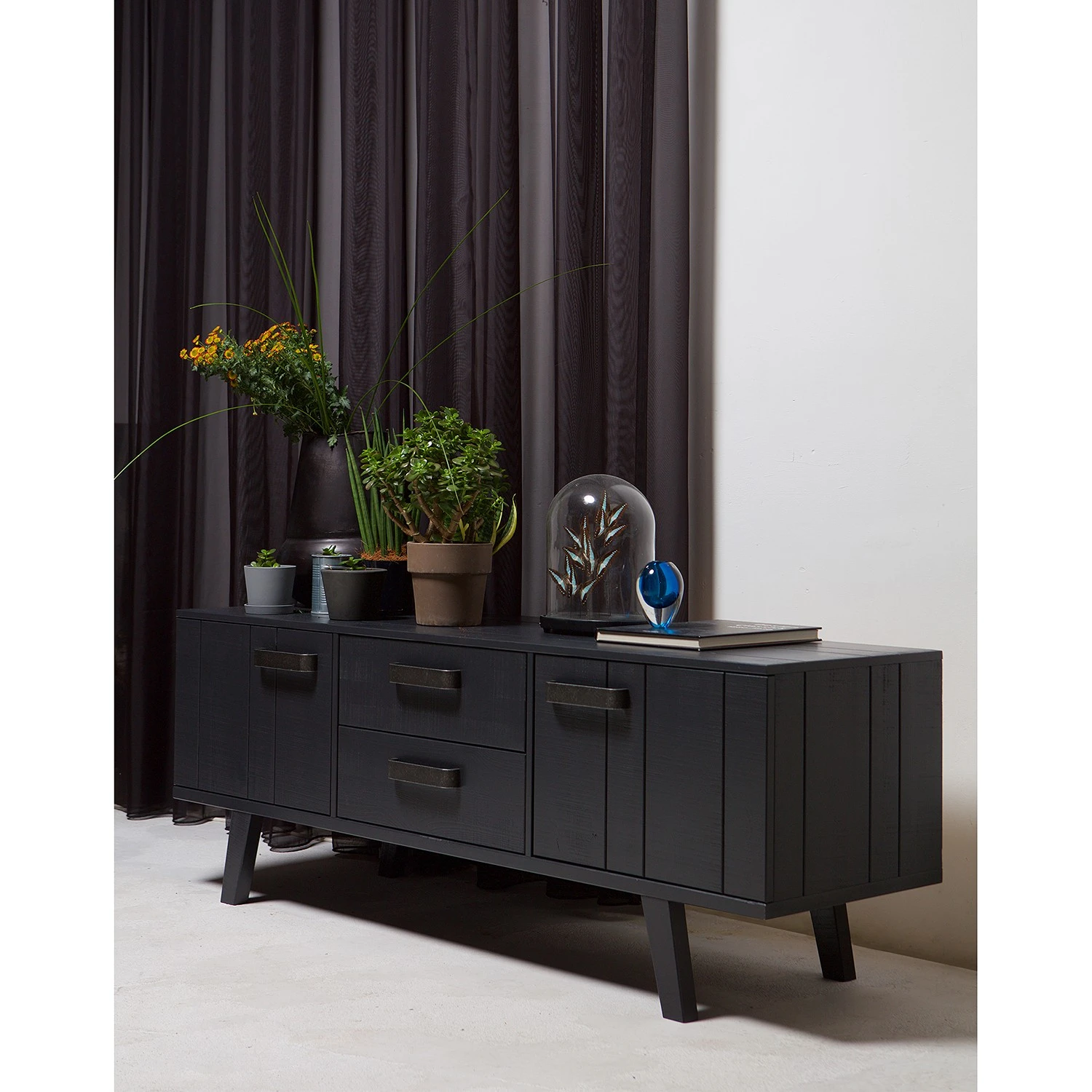 Red Living TV-Lowboard Gallina - Kiefer massiv - Kiefer Schwarz 2 Red Living TV-Lowboard Gallina - Kiefer massiv - Kiefer Schwarz – Bild 2