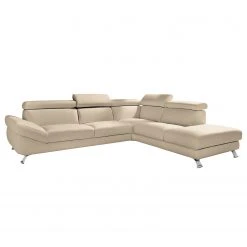Loftscape Ecksofa Buford - Echtleder - Echtleder Canela: Hellbeige - Ottomane davorstehend rechts
