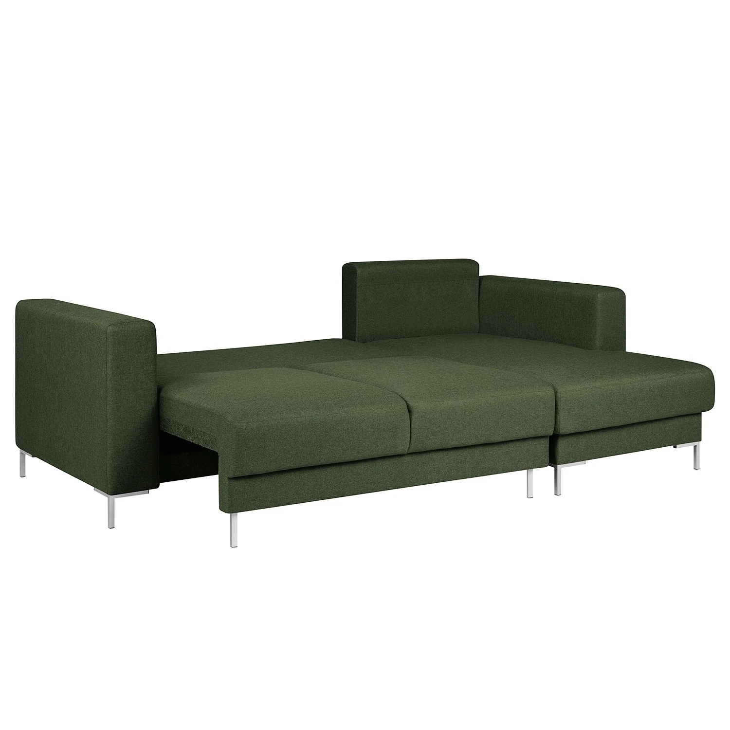 Fredriks Ecksofa Summer - Webstoff Mavie: Dunkelgrün - Longchair davorstehend rechts - Mit Schlaffunktion 2 Fredriks Ecksofa Summer - Webstoff Mavie: Dunkelgrün - Longchair davorstehend rechts - Mit Schlaffunktion – Bild 2