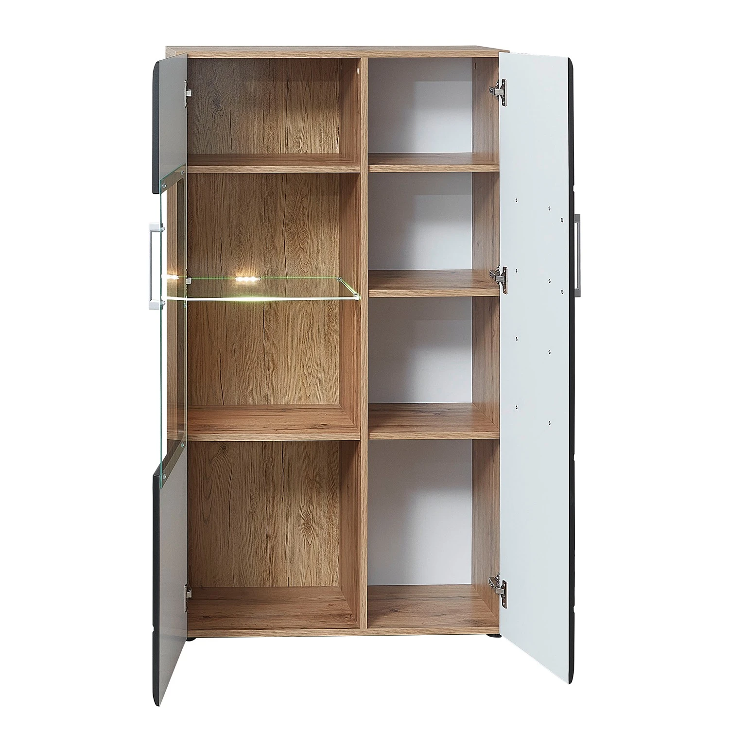 Loftscape Wohnwand Belloc III (5-teilig) - Inkl. Beleuchtung - Matt Schwarz / Eiche Dekor 4 Loftscape Wohnwand Belloc III (5-teilig) - Inkl. Beleuchtung - Matt Schwarz / Eiche Dekor – Bild 4