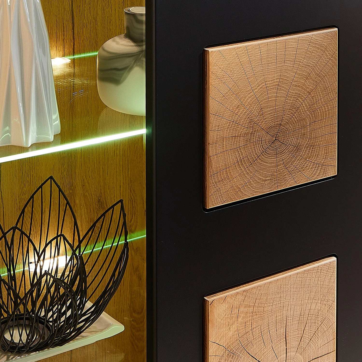 Loftscape Wohnwand Belloc III (5-teilig) - Inkl. Beleuchtung - Matt Schwarz / Eiche Dekor 12 Loftscape Wohnwand Belloc III (5-teilig) - Inkl. Beleuchtung - Matt Schwarz / Eiche Dekor – Bild 12