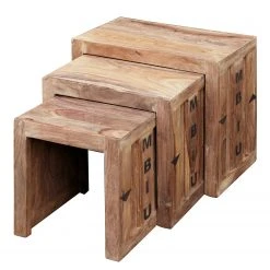 Wolf-Möbel Beistelltisch Container I (3er-Set) - Sheesham