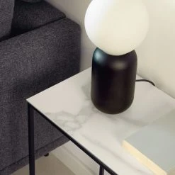 Loftscape Beistelltisch Rachel - Glas / Metall - Marmor Weiß Dekor / Schwarz -Wohnzimmermöbel boutique en ligne 1000282690 210729 06154500060 DETAILS P000000001000282690