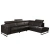 Ars manufacti Ecksofa Magas - Echtleder - Echtleder Padme: Schwarz - Ottomane davorstehend rechts - Relaxfunktion