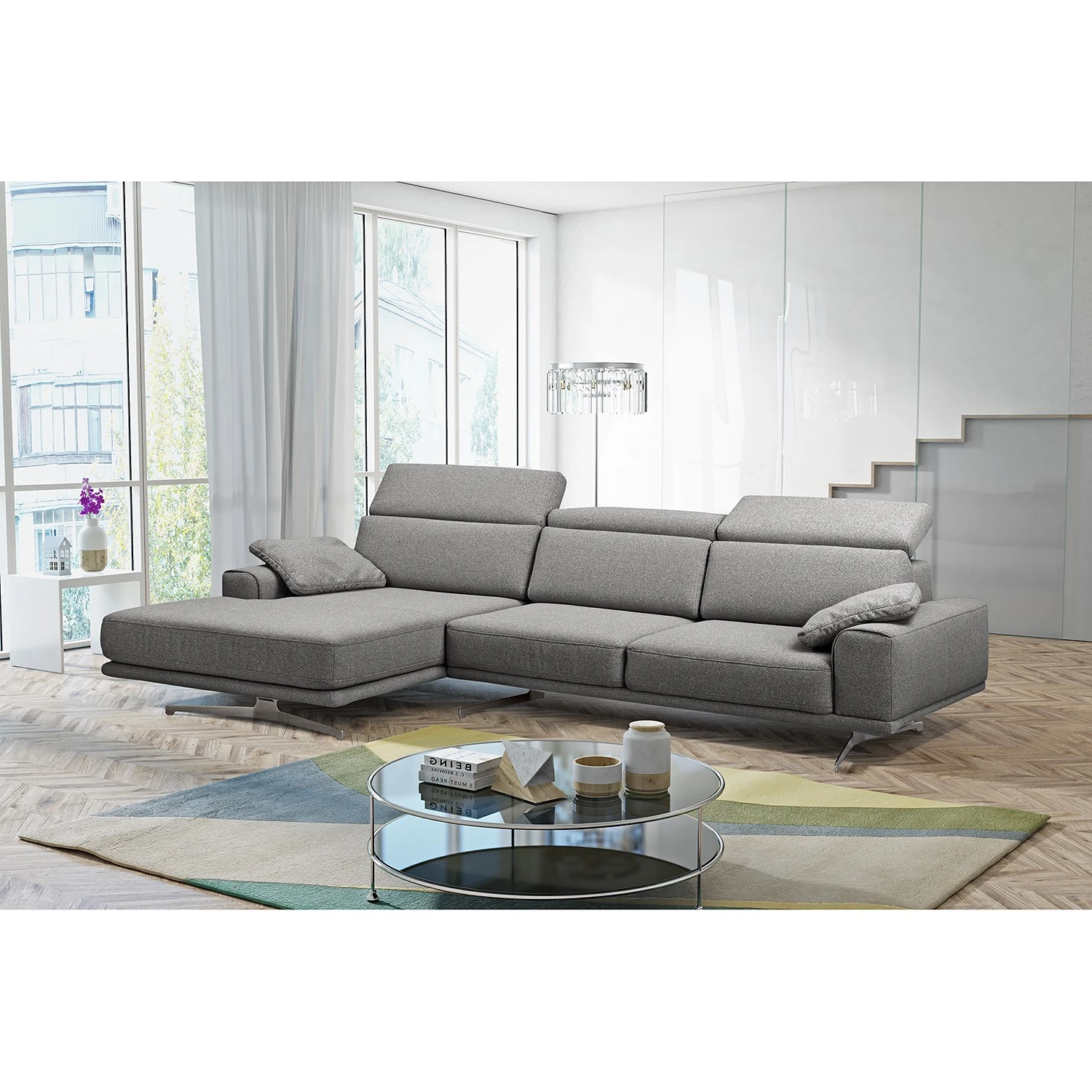 Ars manufacti Ecksofa Muna - Webstoff - Webstoff Arda: Anthrazit - Longchair davorstehend links 2 Ars manufacti Ecksofa Muna - Webstoff - Webstoff Arda: Anthrazit - Longchair davorstehend links – Bild 2