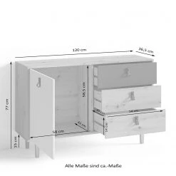 Fredriks Sideboard Bowood I - Eiche Artisan Dekor / Weiß -Wohnzimmermöbel boutique en ligne 1000283829 210805 14243400060 SKETCH DETAILS P000000001000283829 sketch