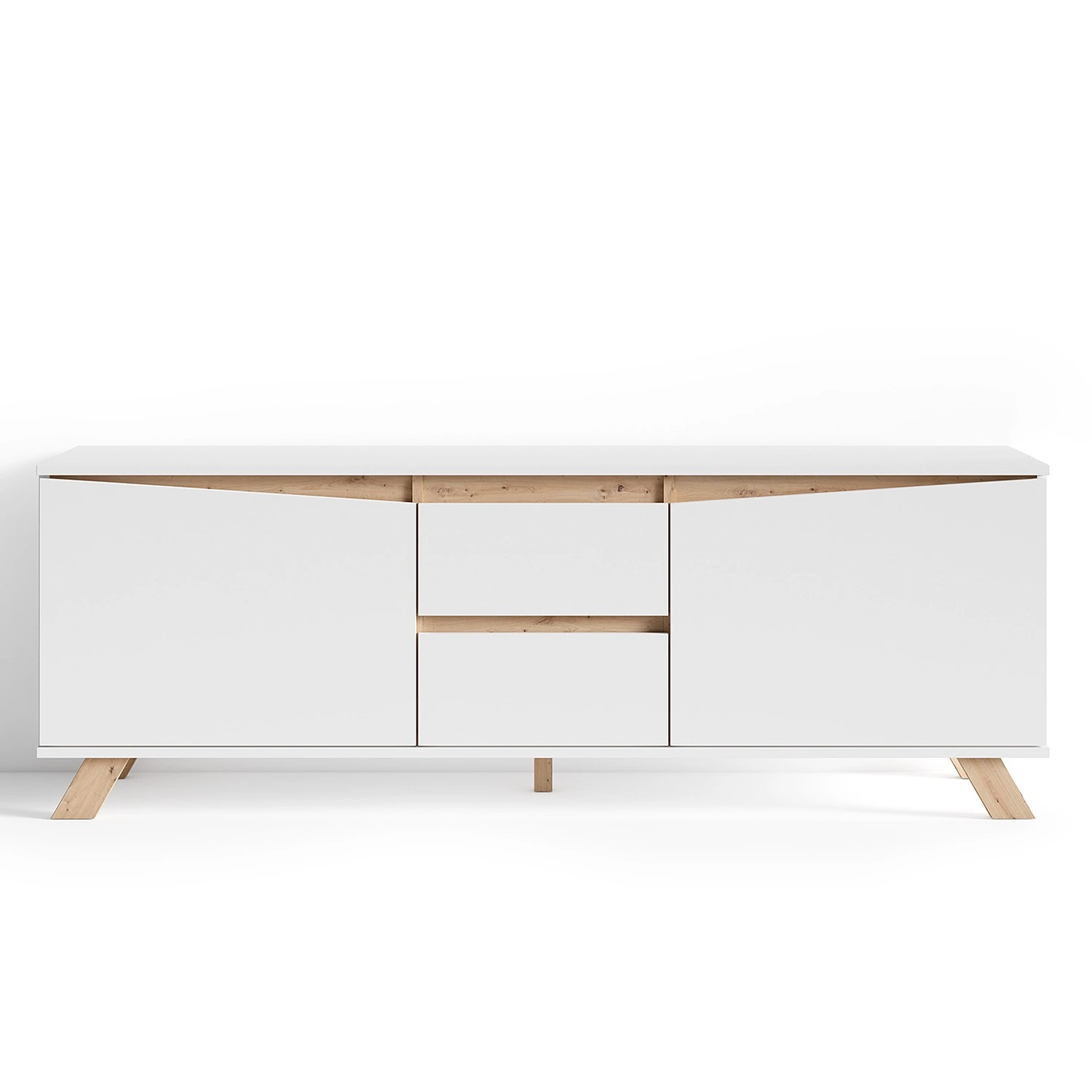 Norrwood TV-Lowboard Rautha - Matt Weiß / Eiche Dekor 4 Norrwood TV-Lowboard Rautha - Matt Weiß / Eiche Dekor – Bild 4