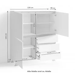 Norrwood Highboard Rautha - Matt Weiß / Eiche Dekor -Wohnzimmermöbel boutique en ligne 1000283874 210805 14244700380 SKETCH DETAILS P000000001000283874 sketch