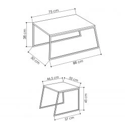 Red Living Couchtisch Kazo (2er-Set) - Metall - Eiche Dekor / Schwarz -Wohnzimmermöbel boutique en ligne 1000284341 210809 06083300082 SKETCH DETAILS P000000001000284341 sketch