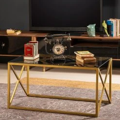 Loftscape Couchtisch Graham - Glas / Metall - Gold / Grau 7 Loftscape Couchtisch Graham - Glas / Metall - Gold / Grau -Wohnzimmermöbel boutique en ligne 1000284351 210809 06084600128 MOOD DETAILS P000000001000284351 mood