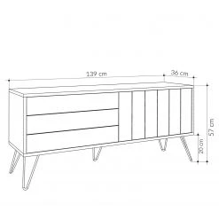 Loftscape TV-Lowboard Eslo - Metall - Eiche Dekor / Weiß 7 Loftscape TV-Lowboard Eslo - Metall - Eiche Dekor / Weiß -Wohnzimmermöbel boutique en ligne 1000284353 210809 06085000138 SKETCH DETAILS P000000001000284353 sketch
