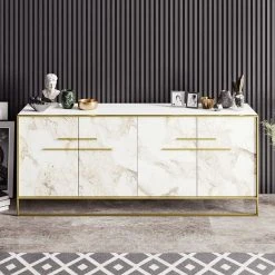Loftscape Sideboard Pisek - Metall - Marmor Weiß Dekor / Gold -Wohnzimmermöbel boutique en ligne 1000284400 210809 06093200202 MOOD DETAILS P000000001000284400 mood