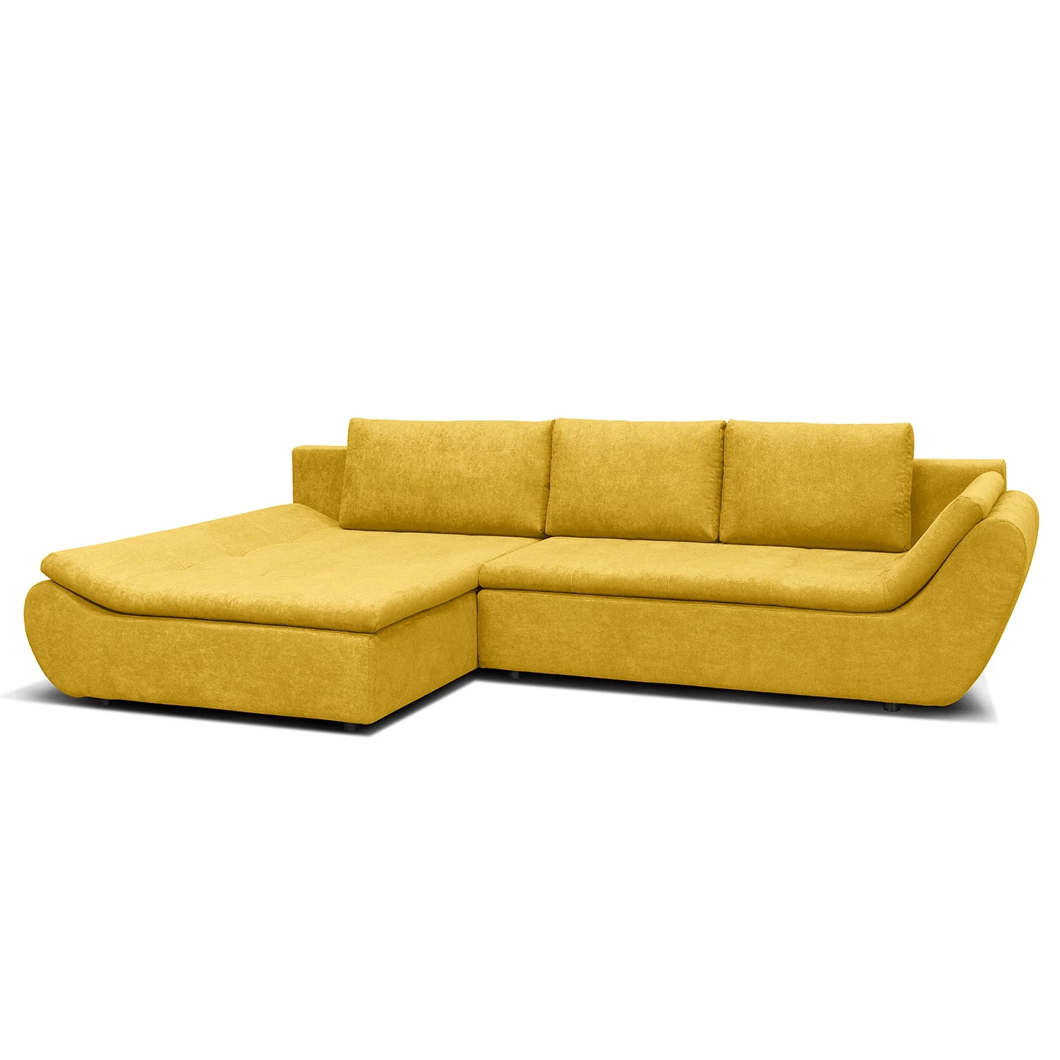 Loftscape Ecksofa Borga - Flachgewebe - Flachgewebe Sole: Senfgelb - Longchair davorstehend links 1 Loftscape Ecksofa Borga - Flachgewebe - Flachgewebe Sole: Senfgelb - Longchair davorstehend links
