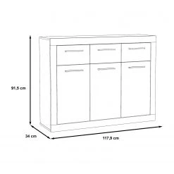 Loftscape Kommode Ballito - Weiß / Sandeiche Dekor - Breite: 118 cm -Wohnzimmermöbel boutique en ligne 1000285708 210813 14515600054 SKETCH DETAILS P000000001000285708 sketch