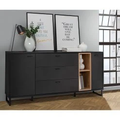 Loftscape Sideboard Mazzo - Schwarz / Eiche Artisan Dekor -Wohnzimmermöbel boutique en ligne 1000285799 210819 12212500041 MOOD DETAILS P000000001000285799 mood