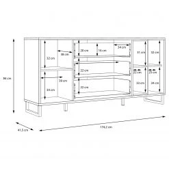 Loftscape Sideboard Mazzo - Schwarz / Eiche Artisan Dekor -Wohnzimmermöbel boutique en ligne 1000285799 210819 12212500050 SKETCH DETAILS P000000001000285799 sketch
