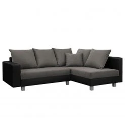 Loftscape Ecksofa Drayton - Kunstleder; Microfaser - Echtleder Soka / Microfaser Miako: Schwarz / Grau - Ottomane davorstehend rechts - Mit Hocker -Wohnzimmermöbel boutique en ligne 1000287694 210910 11443801478 DETAILS P000000001000287694