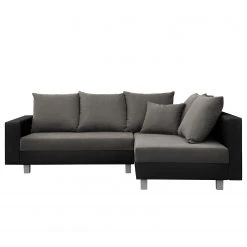 Loftscape Ecksofa Drayton - Kunstleder; Microfaser - Echtleder Soka / Microfaser Miako: Schwarz / Grau - Ottomane davorstehend rechts - Mit Hocker -Wohnzimmermöbel boutique en ligne 1000287694 210910 11443801480 DETAILS P000000001000287694