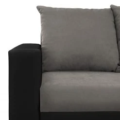 Loftscape Ecksofa Drayton - Kunstleder; Microfaser - Echtleder Soka / Microfaser Miako: Schwarz / Grau - Ottomane davorstehend rechts - Mit Hocker -Wohnzimmermöbel boutique en ligne 1000287694 210910 11443801482 DETAILS P000000001000287694