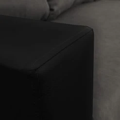 Loftscape Ecksofa Drayton - Kunstleder; Microfaser - Echtleder Soka / Microfaser Miako: Schwarz / Grau - Ottomane davorstehend rechts - Mit Hocker -Wohnzimmermöbel boutique en ligne 1000287694 210910 11443901484 DETAILS P000000001000287694