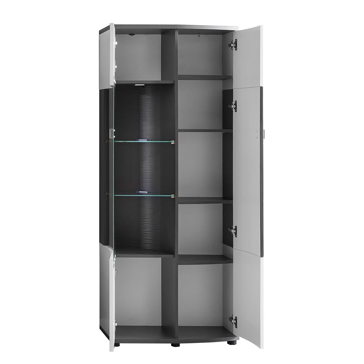 Loftscape Vitrinenschrank Intento II - Hochglanz Weiß / Anthrazit 4 Loftscape Vitrinenschrank Intento II - Hochglanz Weiß / Anthrazit – Bild 4