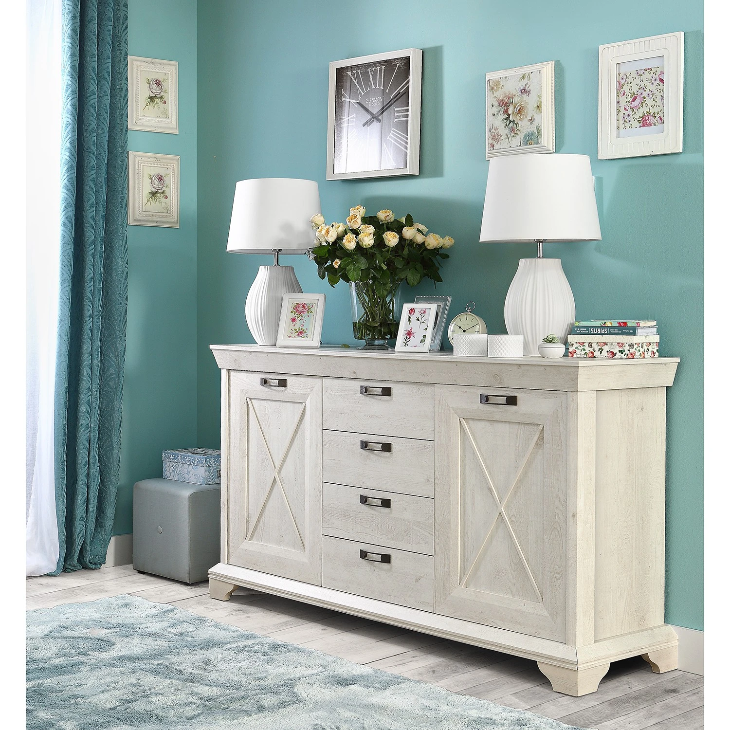 Ridgevalley Sideboard Kimbark II - Pinie Weiß Dekor 2 Ridgevalley Sideboard Kimbark II - Pinie Weiß Dekor – Bild 2