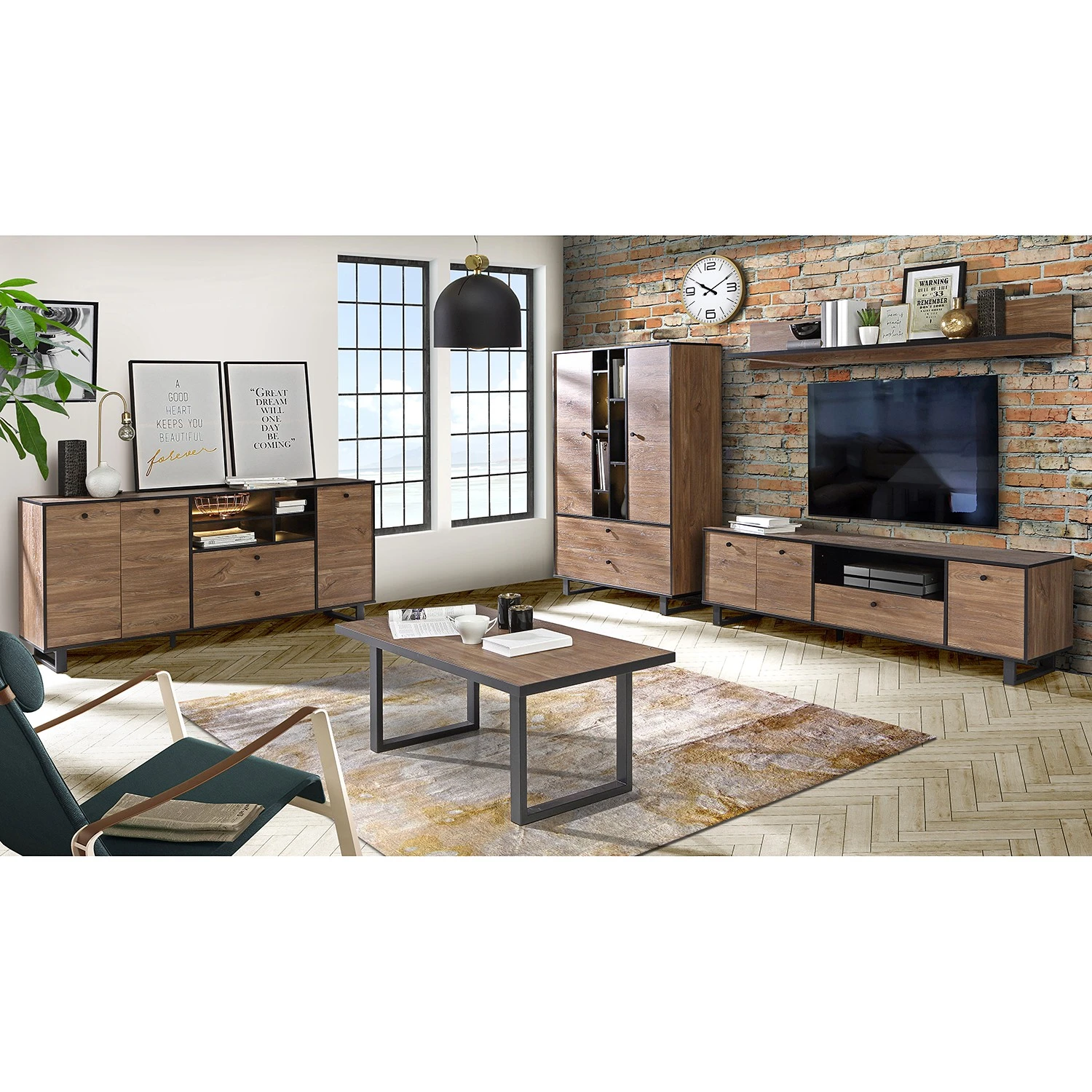 Red Living TV-Lowboard Trylith - Eiche Rustikal Dekor / Schwarz 3 Red Living TV-Lowboard Trylith - Eiche Rustikal Dekor / Schwarz – Bild 3