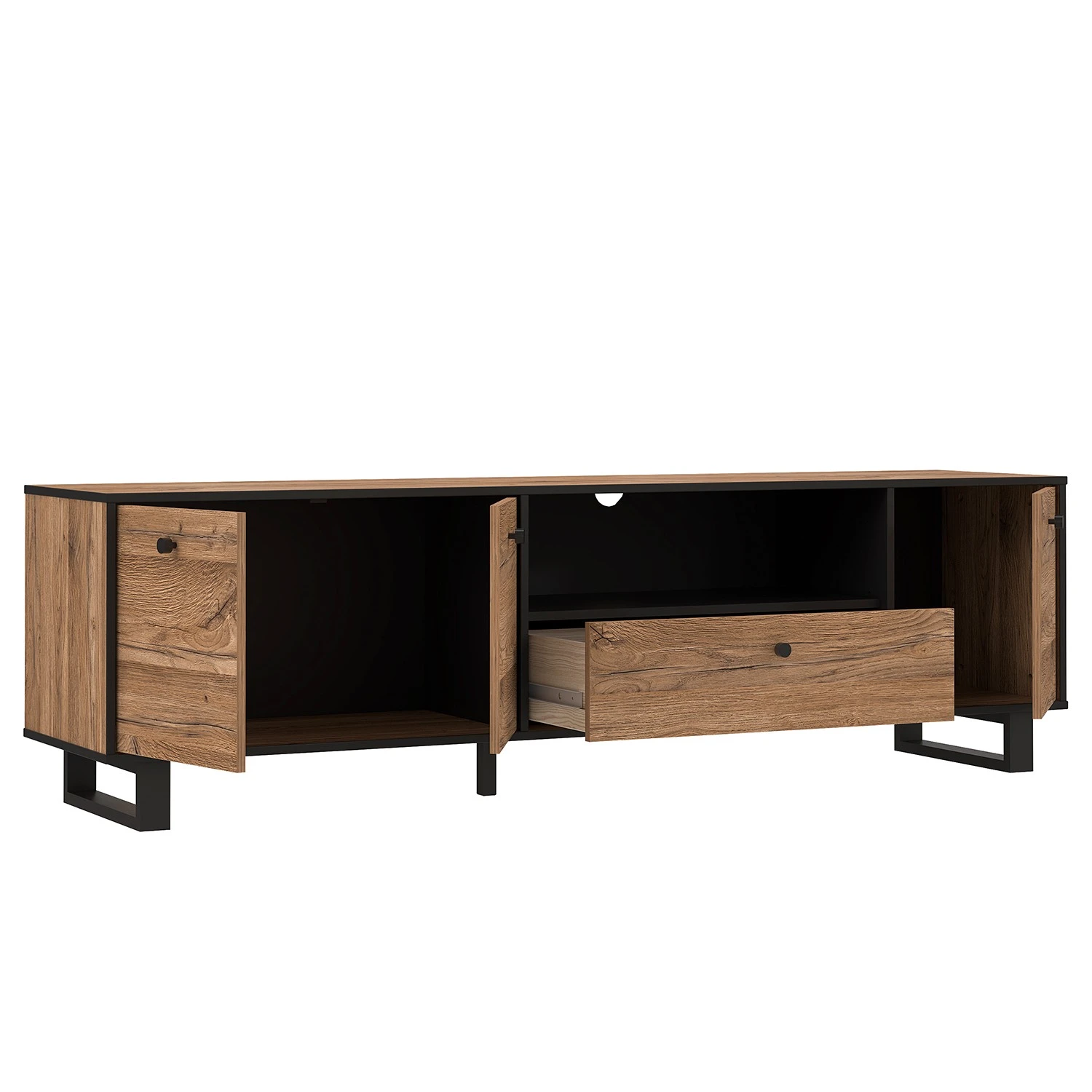 Red Living TV-Lowboard Trylith - Eiche Rustikal Dekor / Schwarz 6 Red Living TV-Lowboard Trylith - Eiche Rustikal Dekor / Schwarz – Bild 6