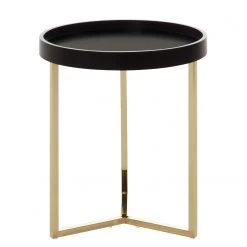Red Living Beistelltisch Emmerson - Tulpenbaum massiv / Metall - Schwarz / Gold